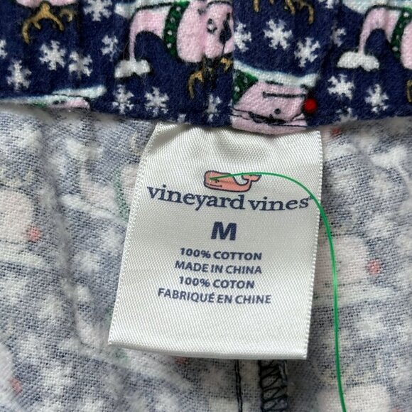 VINEYARD VINES Holiday Lounge Pants Medium Christmas Whales Blue Cotton Flannel - Picture 6 of 7